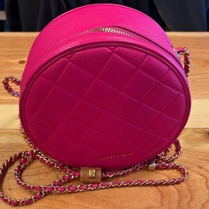 Charles & Keith Pink Quilted Round Bag